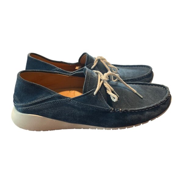 Oluka Kaa Driver Blue Suede Leather Mens Slip-On Shoes 11 Casual Comfort - Picture 1 of 7